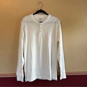 Lands' End Classic White Long Sleeve Henley